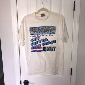 Vtg U.S. Navy Tee Lead Follow Or Get Outta The Way Medium